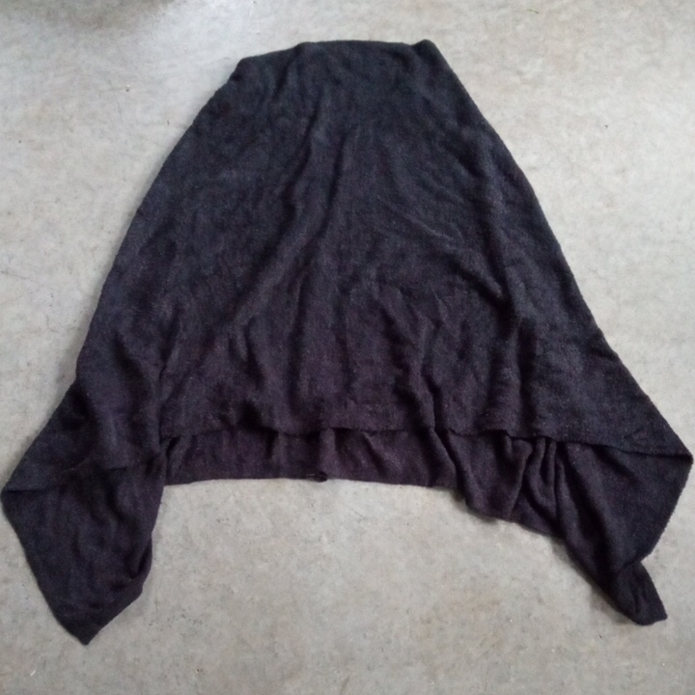 Barefoot Dreams CozyChic Lite Black Knit Poncho Womens Casual Boho One Size